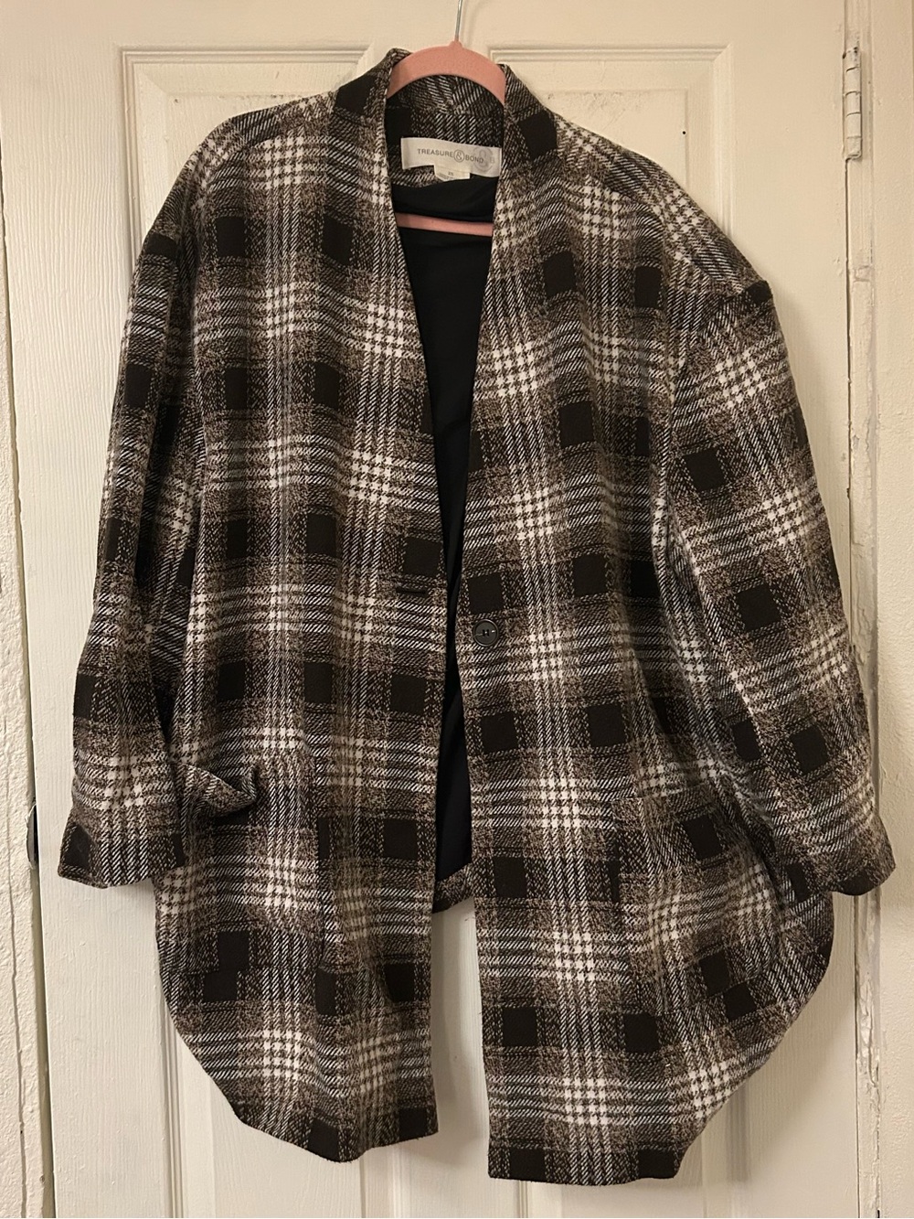 Treasure & Bond Nordstrom brown blazer 2x plus size dark academia plaid